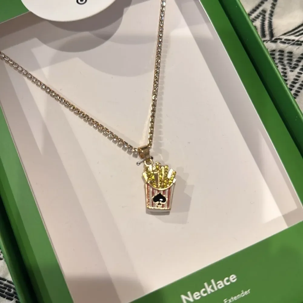 Kate Spade Gold Necklace with French Fry Pendant jewelry designer new